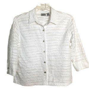 Chico's Womens Embroidered Raw Trimmed Jacket Size 1 Boho Cottagecore Coquette